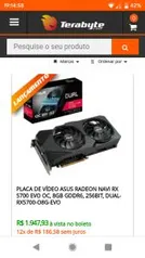 Placa de Vídeo Asus Radeon Navi RX 5700 EVO OC | R$1948