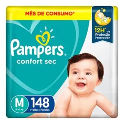 Fralda Pampers Confort Sec M 148 Unidades, Pampers | R$104