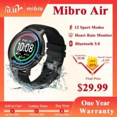 Saindo por R$ 169: Relógio inteligente MIBROAIR | Pelando