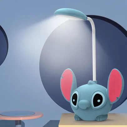 [Já Com Imposto] LED Lilo e Stitch Desk Lamp com apontador de lápis, luz noturna dobrável