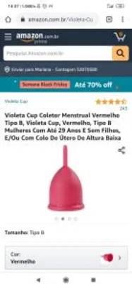 [PRIME] Violeta Cup Coletor Menstrual Vermelho Tipo B - R$25