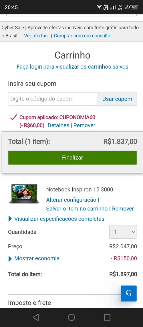 Imagem na descrição da promoção