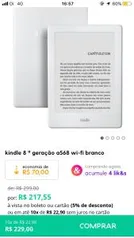 KINDLE 8 ª GERAÇÃO A568 WI-FI BRANCO - R$206