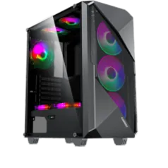 Gabinete Gamer Gamemax Revolt, RGB,  Mid Tower, Vidro Temperado, Preto, S-Fonte, Com 3 Fans