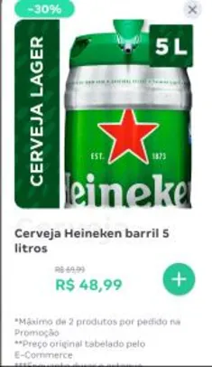 [Pão de Açúcar/Extra] Cerveja Heineken barril 5 litros R$ 49