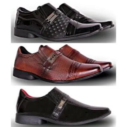 Kit 3 de pares de sapato social masculino linha Veneza (Frete grátis Prime)
