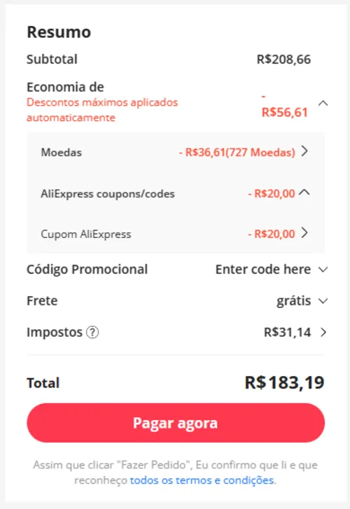 Imagem na descrição da promoção