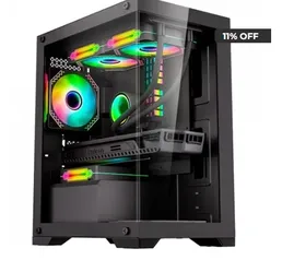 Gabinete Gamer K-Mex Poseidon Preto Vidro Temperado Sem Fan Mid Tower mATX - CG-12H5