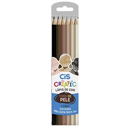 (Prime) CRIATIC Lápis de Cor CIS Sextavado 3mm c/ 06 Cores Tons de Pele | R$4,23