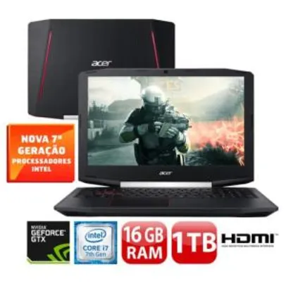 Notebook Gamer Acer Aspire VX5-591G-78BF - GeForce GTX 1050Ti Core i7-7700HQ 16GB 1TB Tela Full HD 15.6”  - R$ 4065