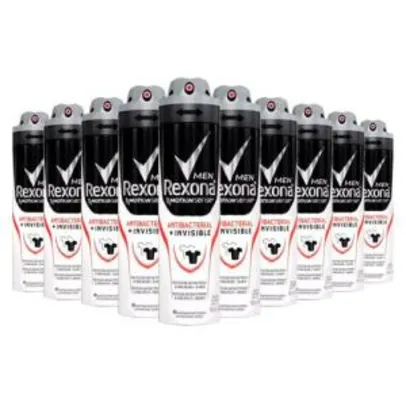 Kit 10 Desodorante Aerosol Rexona Antibacterial Invisible Masculino 150ml - R$65