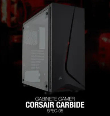 Gabinete Gamer Corsair Carbide SPEC-05 sem Fonte, Mid Tower, USB 3.0, 1 Fan LED Vermelho, Preto com Lateral em Acrílico - CC-9011138-WW