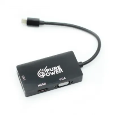 Mini Adaptador 3 em 1, DisplayPort para HDMI + VGA + DVI 15CM,  Pure Power