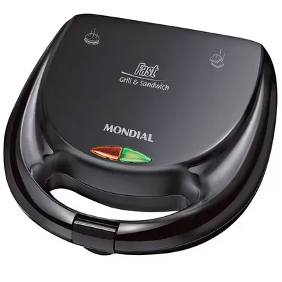 [Com Cashback Pelando R$73.51] Sanduicheira Fast Grill e Sandwich Mondial S-12 750W - Preta - 220V 