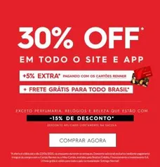 Todo o site da Renner com 30% OFF + Frete grátis