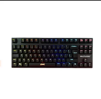 Teclado Gamer Mecânico Multilaser GK-510 TKL, LED Rainbow, Switch Blue, ABNT2, Black, TC258