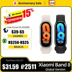 Relógio Inteligente Xiaomi Mi Band 8 Versão Global