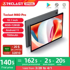 Tablet Teclast M40 Pro 10,1 polegadas Tablet 1920x1200 6GB RAM 128GB