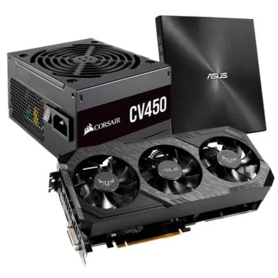 Kit Placa de vídeo NVIDIA GeForce GTX 1660 SUPER, 6GB, GDDR6 + Fonte Corsair CV450, 450W, 80 Plus + Drive ASUS Gravador DVD | R$ 3200