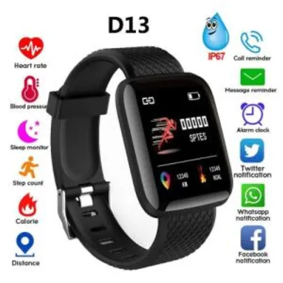 Relógio Inteligente Smartwatch com Bluetooth Cores Preto, Azul, Vermelho e Roxo