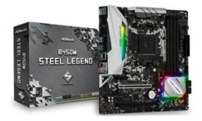 PLACA MAE ASROCK B450M STEEL LEGEND DDR4 SOCKET AM4 CHIPSET AMD B450 - R$ 750