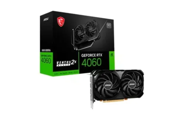 [PRIME] Placa de Vídeo RTX 4060 VENTUS 2x Black OC MSI NVIDIA GeForce, 8GB GDDR6, DLSS, Ray Tracing