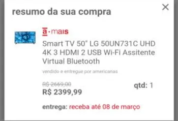 [Pix] Smart TV 50" LG 50UN731C UHD 4K