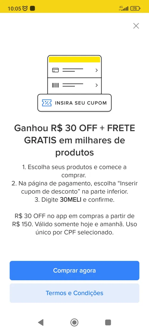 Imagem na descrição da promoção