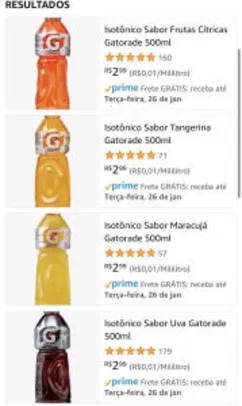 [PRIME] Isotônico Gatorade Sabores 500ml | R$2,99