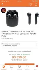 Fone de ouvido JBL Tune 220 | R$ 399