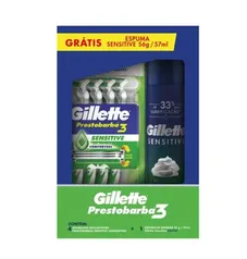 Kit Gillette Lamina Barbear 3 Sensitive 4 undades+Pós Barba 57ml