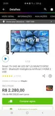 Smart TV UHD 4K LED 50” LG Wi-Fi - Bluetooth Inteligência Artificial 3 HDMI 2 USB - R$2280