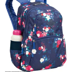 Mochila 2 Compartimentos Sestini College Flores Azul