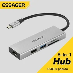 HUB 5 em 1 - TYPE C, HDMI, SD, USB e TF