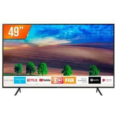 Smart TV LED 49`` Ultra HD 4K Samsung RU7100 3 HDMI 2 USB Wi-Fi | R$1.849