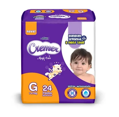 [REC R$17,2] Fralda Cremer Jumbo G 24 Unidades