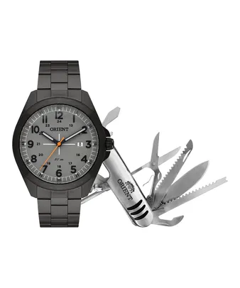 Kit de Relógio Masculino Orient  Analógico MYSS1013 KN37G2GX + Canivete Preto