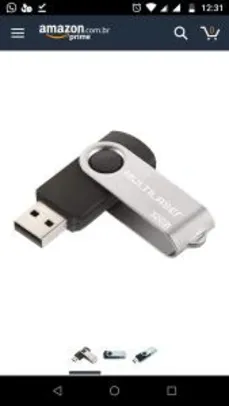Pen Drive Twist 2.0 32GB USB Leitura 10MB/s e Gravação 3MB/s Preto Multilaser | R$23
