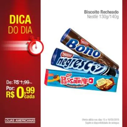 [Lojas Americanas/Loja Física] Biscoitos Recheados Nestlé por R$ 0,99 cada!