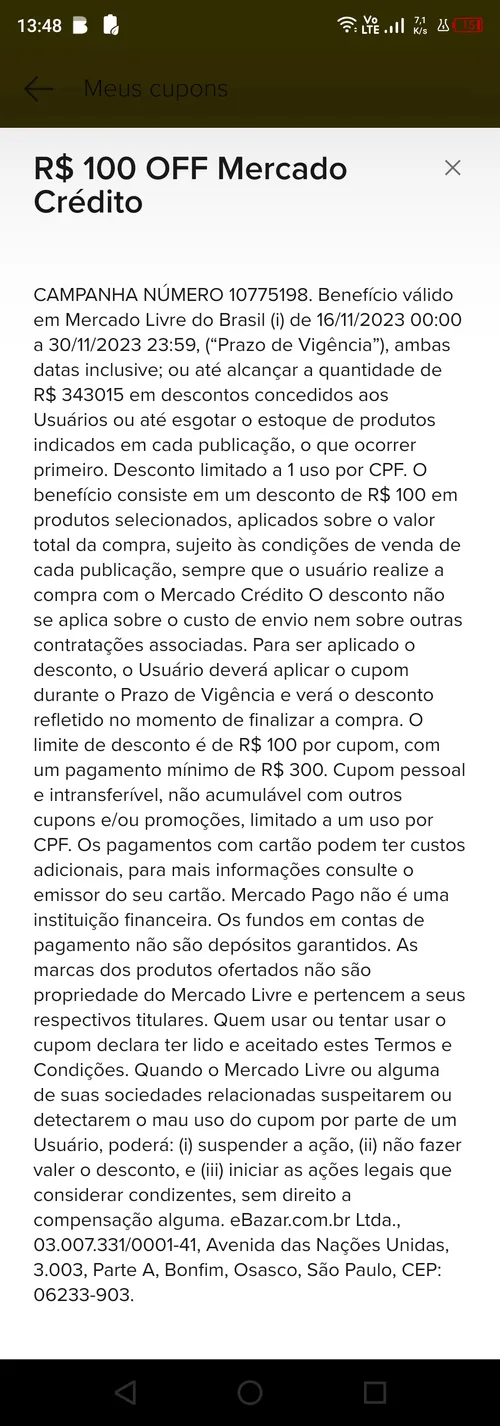 Imagem na descrição da promoção