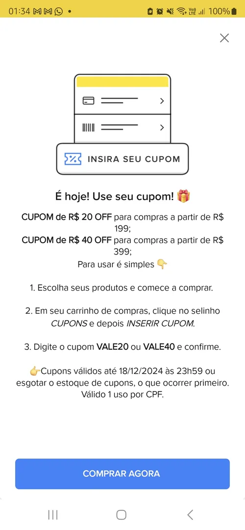 Imagem na descrição da promoção