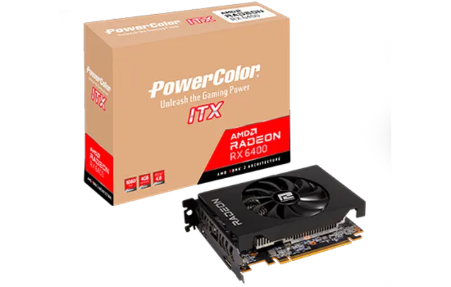 Placa de Vídeo PowerColor AMD Radeon RX 6400 ITX, 4GB, GDDR6, FSR, Ray Tracing, AXRX 6400 4GBD6-DH