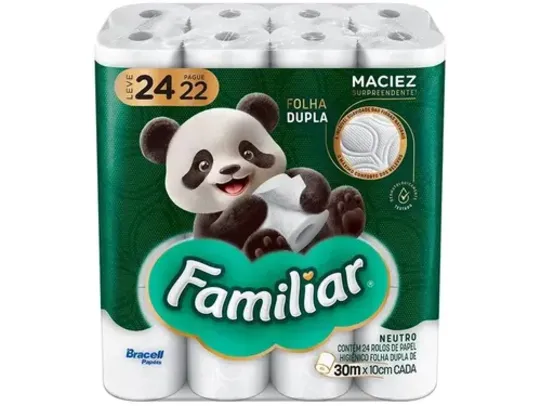 Papel Higiênico Folha Dupla Bracell Familiar 24 Rolos 30 metros