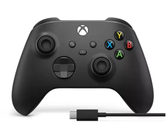 Controle Sem Fio Xbox Series e PC Carbon Black com Cabo USB-C - 1V8-00013