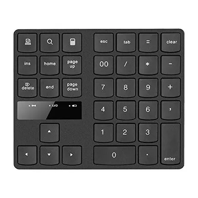 Teclado numérico sem fio 2.4G portátil de 35 teclas Contabilidade financeira Teclado de escritório Bateria recarregável integrada preta