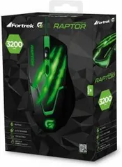 Mouse Gamer, Fortrek, OM-801, 60839, USB, 3200 DPI, Preto/Verde | R$28