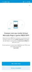 [Usuários selecionados] Cupom R$ 20,00 comprando R$ 100,00 c/ cartão virtual Mercado Pago