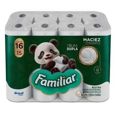 (Regional/Levando 8) Papel Higiênico Folha Dupla Familiar 30 Metros 16 Rolos