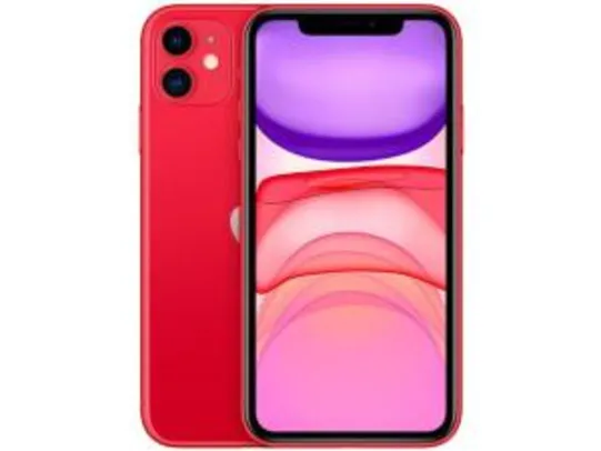 iPhone 11 Apple 64GB PRODUCT(RED), Tela de 6,1”, Câmera Dupla de 12MP, iOS R$4073