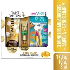 Kit Pantene Condicionador 170 ml + Ampola restauração 15 ml + 2 aparelhos Gillete Vênus